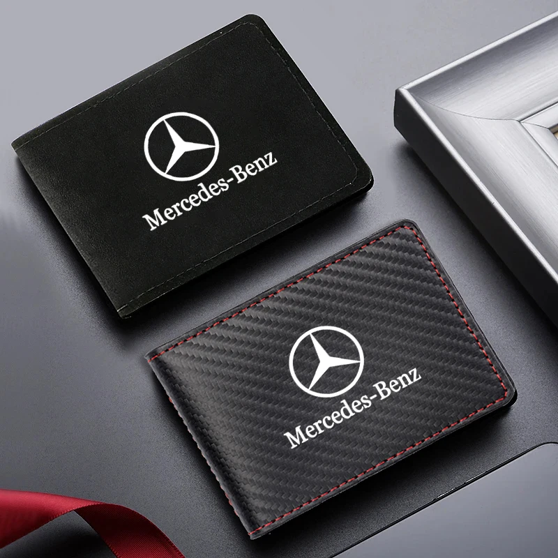 Car Emblem Driver License Wallet ID Credit Card Holder For Mercedes Benz AMG W203 W206 W220 W205 W211 W212 W201 W210 GLK GLE GLC