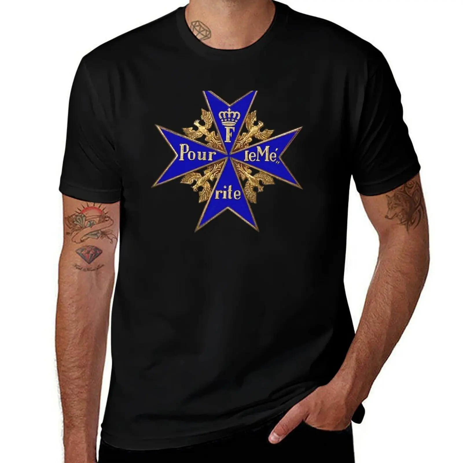 The Blue Max - T-shirt pour homme avec imprimé style rétro, haut décontracté