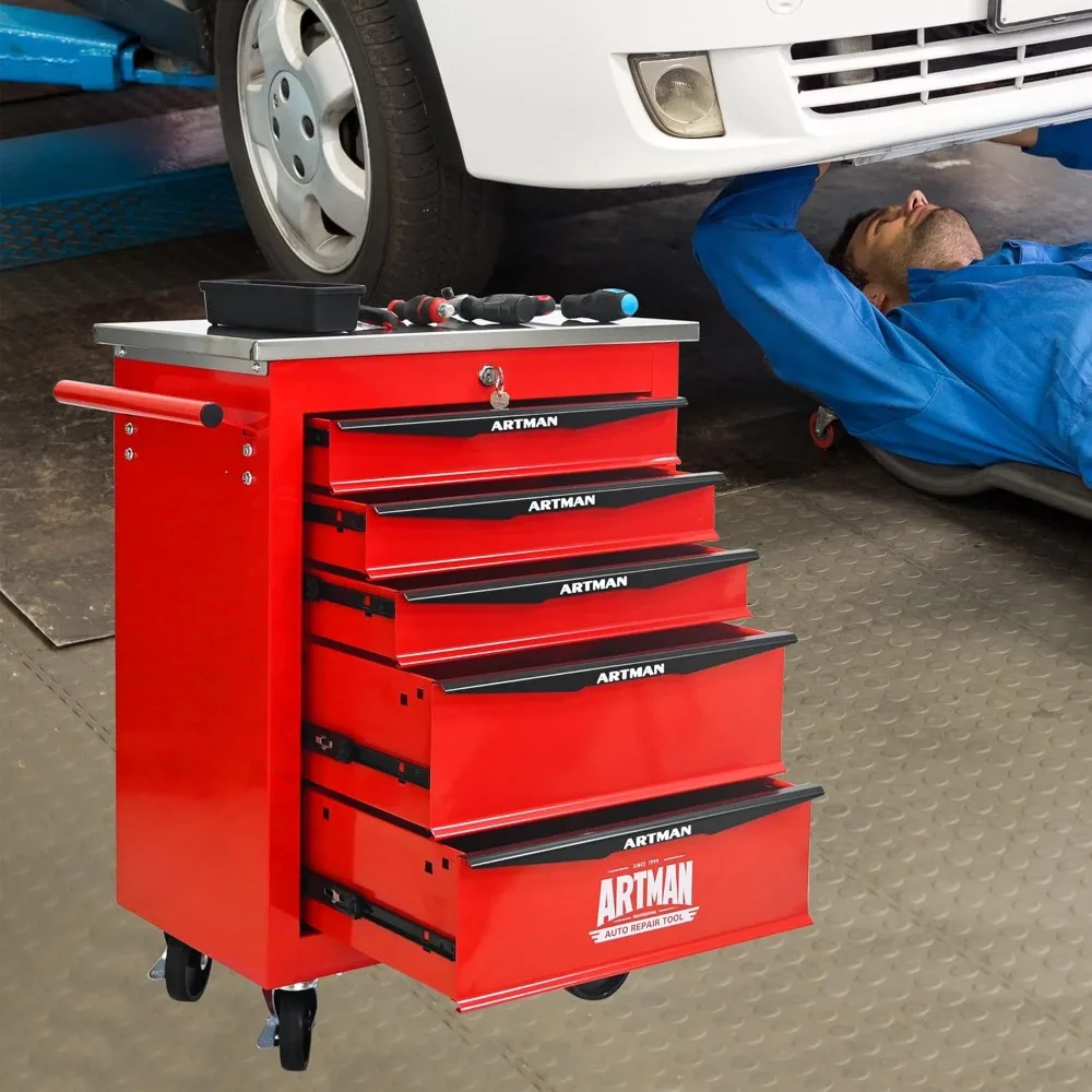 Schubladen, rollender Werkzeugkasten auf Rädern, multifunktionaler Werkzeugtruhe mit Schloss, Schubladen rollender Werkzeugwagen, Trolley-Organizer