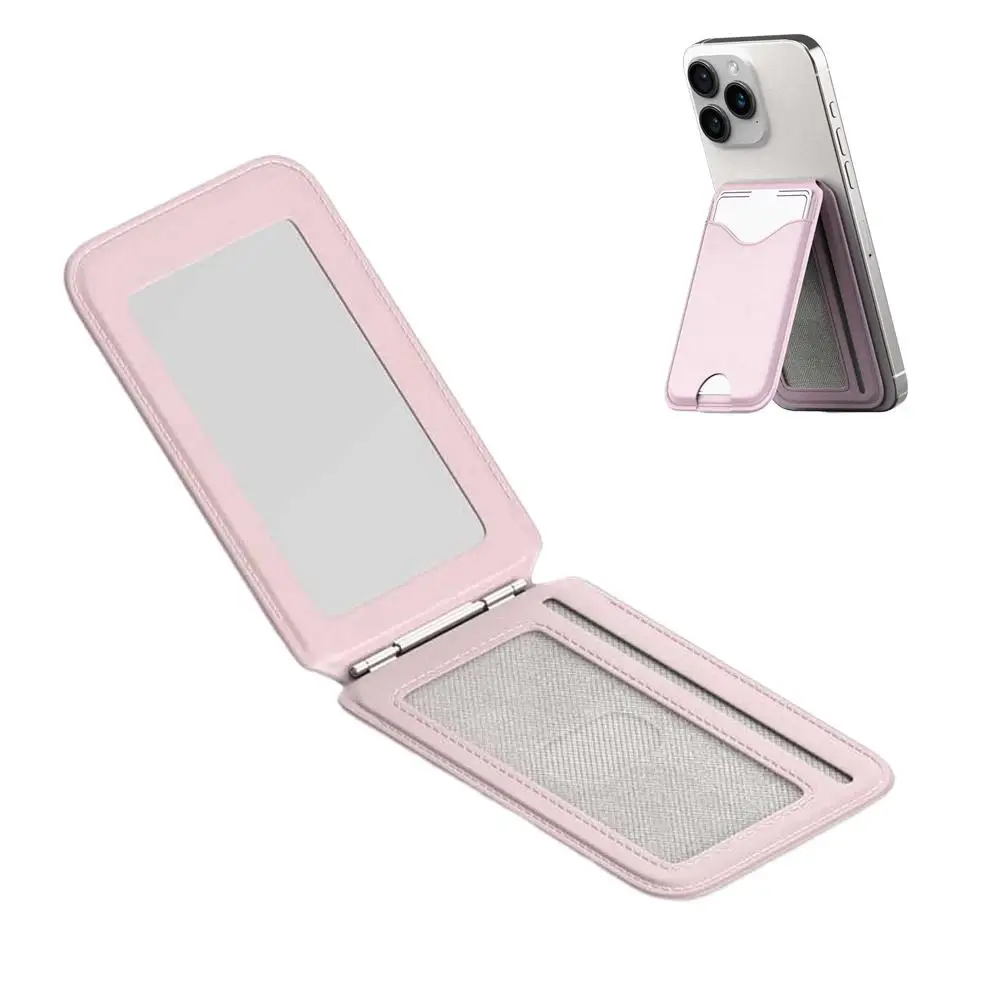 Magnetischer Kartenhalter-Ständer mit Spiegel, Verstellbarer Ständer, PU-Kartenhalter, Handyhalterung für iPhone 17 16 15 14 13 12 – Detail 30