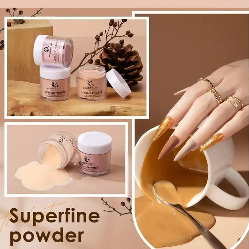Poudre acrylique professionnelle 3 en 1 pour Nail Art, 12 couleurs, couleur chair, pour Extension d'ongles, trempage, gravure, polymère