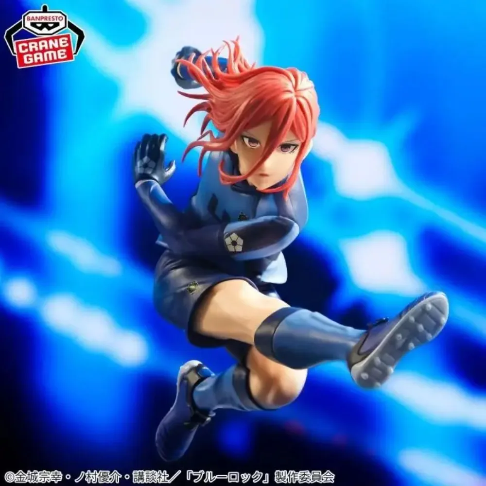 Em estoque bandai original genuíno tv anime blue rock chigiri hyoma 16cm banpresto coleções modelo brinquedos figuras de prisão azul presente