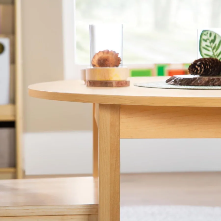 Tavolo attività EdQ - Naturale: tavolo rotondo artigianale in legno 30 scrivania circolare 20 posti di altezza 4 Ideale per sala giochi in età prescolare Homescho