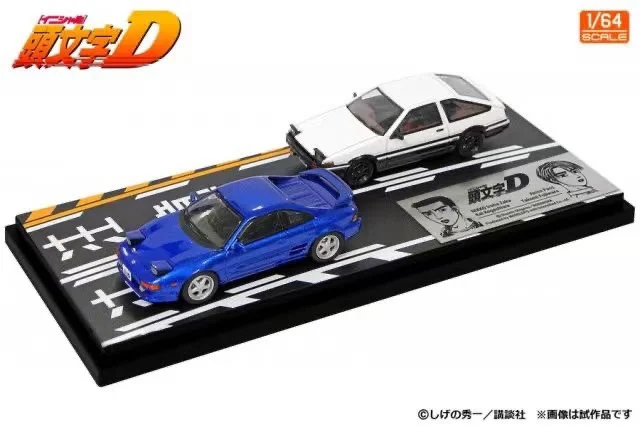 1:64 first text D Toyota MR2 SW20 Blue AE86 S14 Nakamura double car set alloy press shaft  simulation model, adult decoration