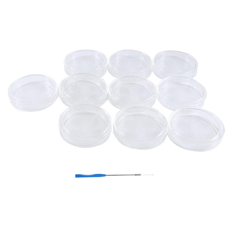 90 Mm Glass Petri Dishes 10 Pcs Autoclavable Lab Petri Plates With A Inoculation Loop