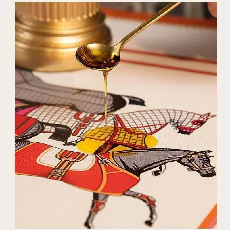 New Light Luxury Nordic Style Leather Placemat PVC Waterproof Oil-Proof Table Mat Disposable Anti-Scald Western-Style Placemat