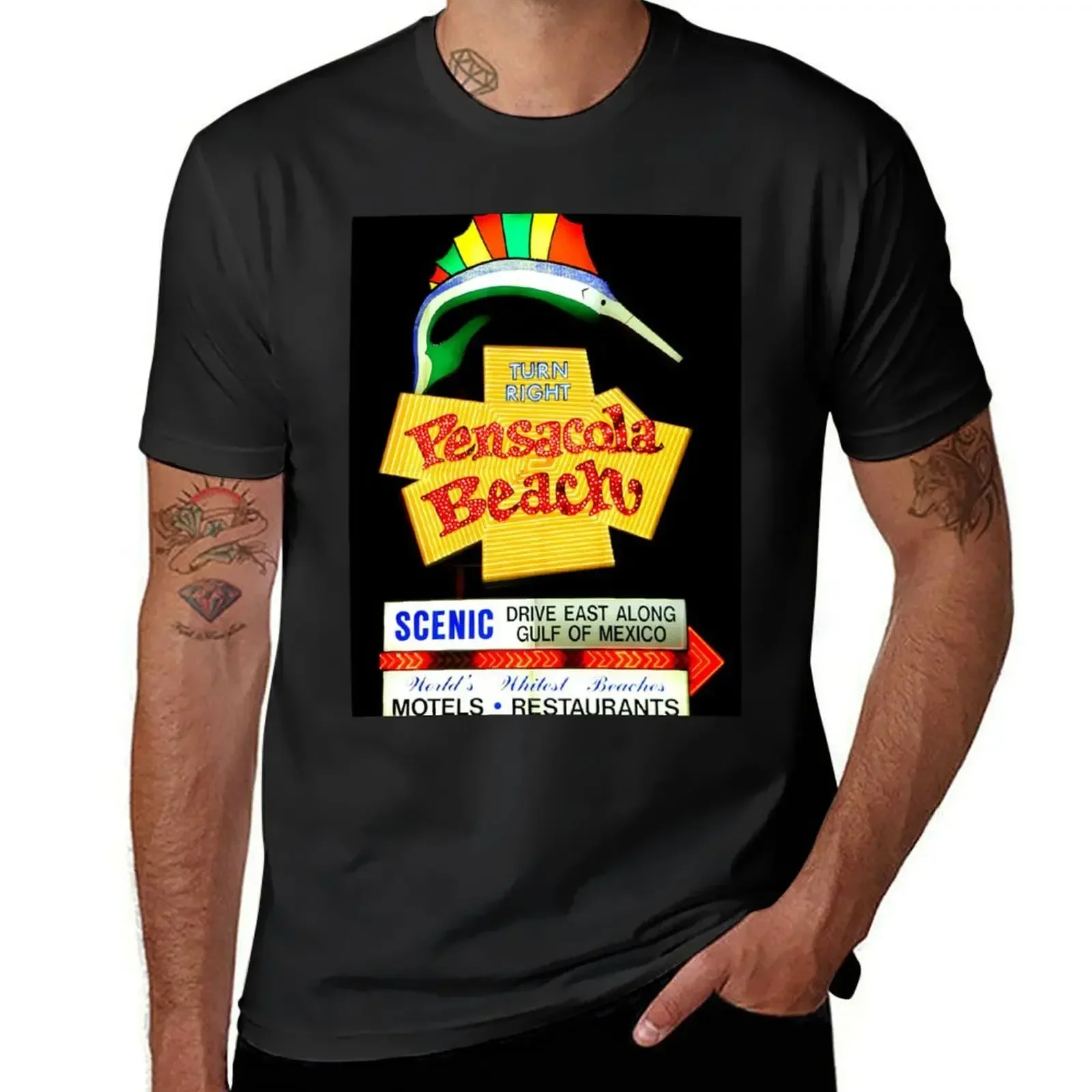 Pensacola Beach Turn Right T-Shirt sweat aesthetic clothes Blouse customizeds Men's clothing