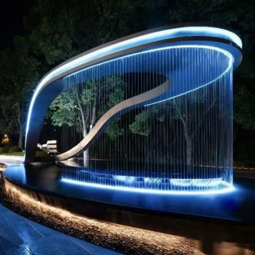 Cortina d'acqua in fibra ottica nylon pull line water landscape waterfall