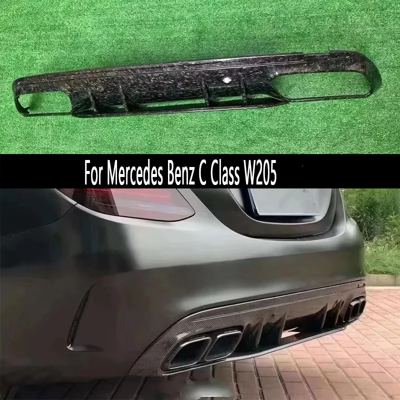 

For Mercedes Benz C Class W205 C43 C63 C260 C300 4-door Carbon Fiber Car Rear Bumper Diffuser Rear Splitters Spoiler Back lip