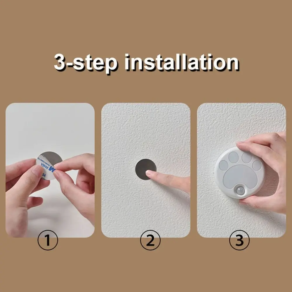 With Motion Sensor Cat Paw Night Lamp Punch Free USB Rechargeable Human Body Induction Lamp Intelligent Magnetic Attraction
