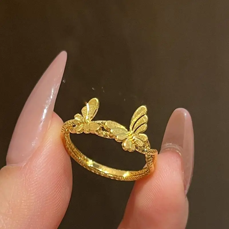

Креативный дизайн, очаровательное женское кольцо с бабочкой, глянцевые изысканные обручальные кольца, высококачественный тисненый дизайн, глянцевые банкетные украшения