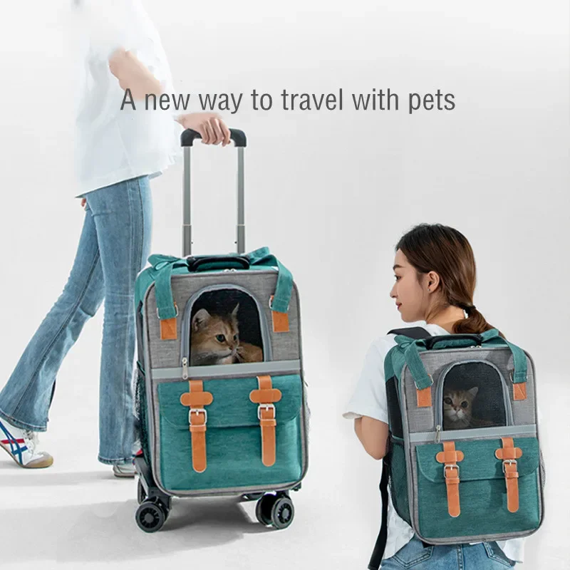 Wholesale Dog Cat Carrier With Wheels Outdoor Backpack Pet Carrier Pet Trolley Portable Pet Carrier