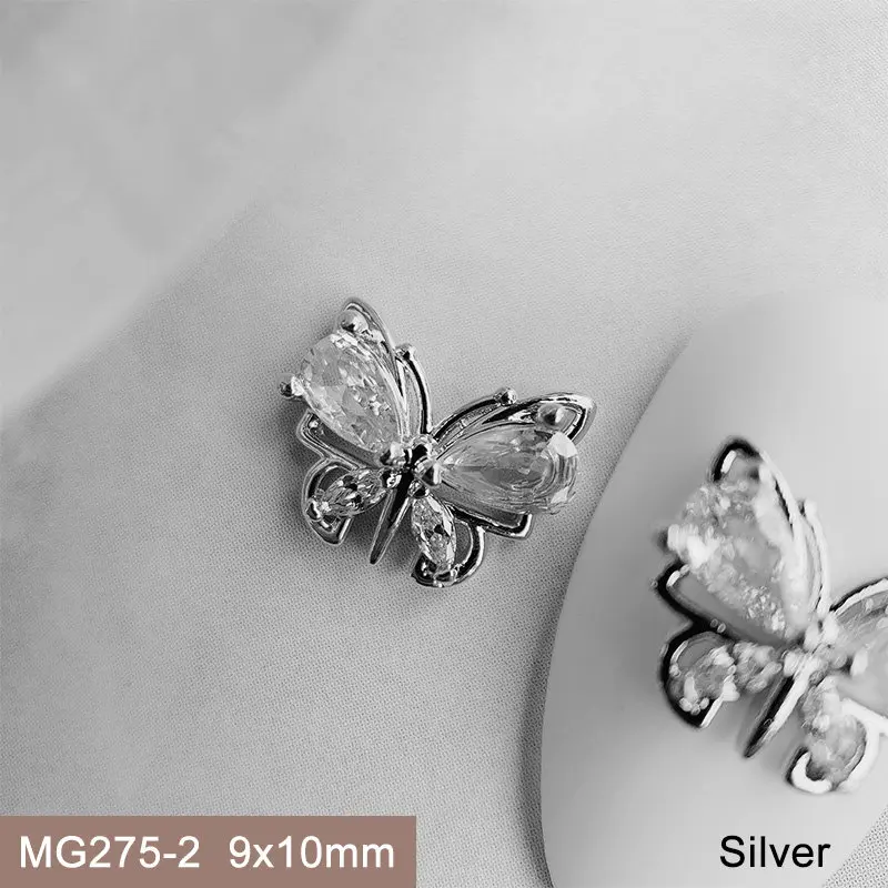 

10pcs kawaii Luxury Butterfly Alloy Nail Art Parts Zircon Crystal Metal Manicure Nails Accesorios Supplies Decorations Charms