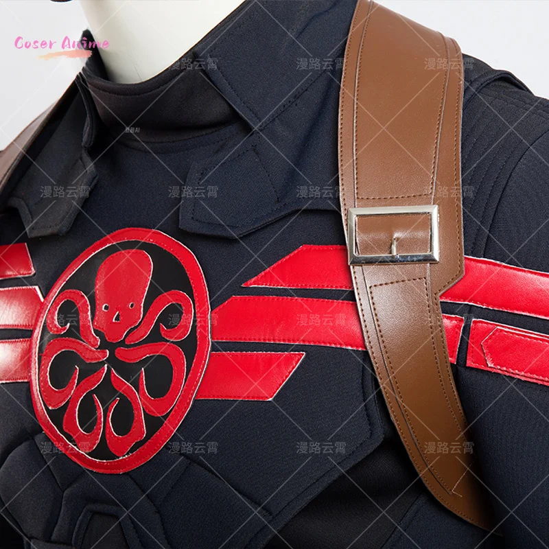 Movie Superhero Steven Rogers Captain Cosplay Hydra Costume Mask Shawl Gloves Pants Waist Bag Shoe Cover Halloween Men Uniform
