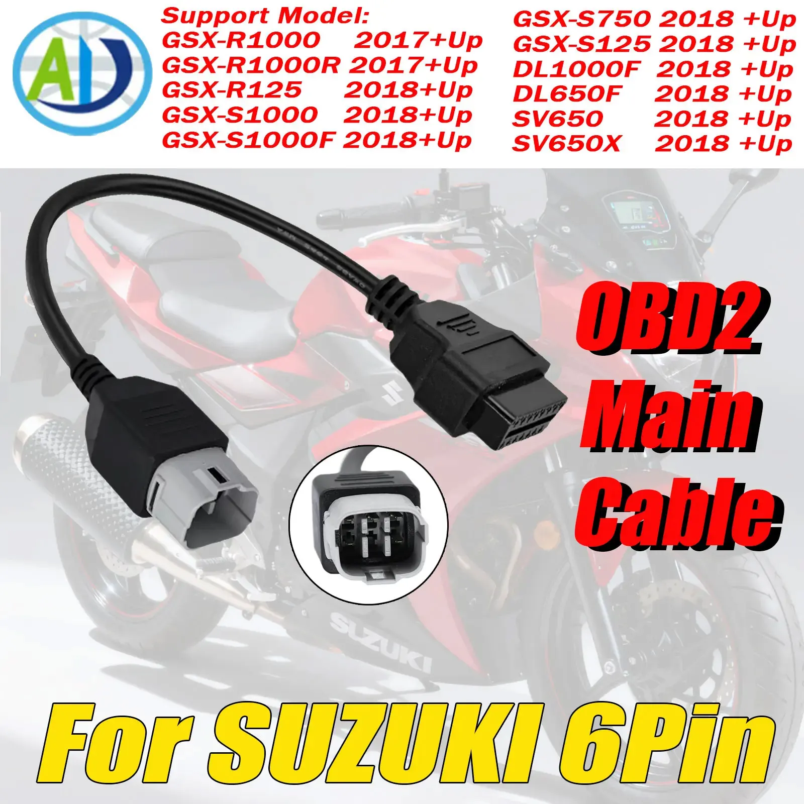 

OBD2 Adapter Cable For SUZUKI 6Pin Motorcycle Diagnostic Cable For GSX R1000/1000R/R125/S125/S1000, DL1000F, SV650 For SUZUKI