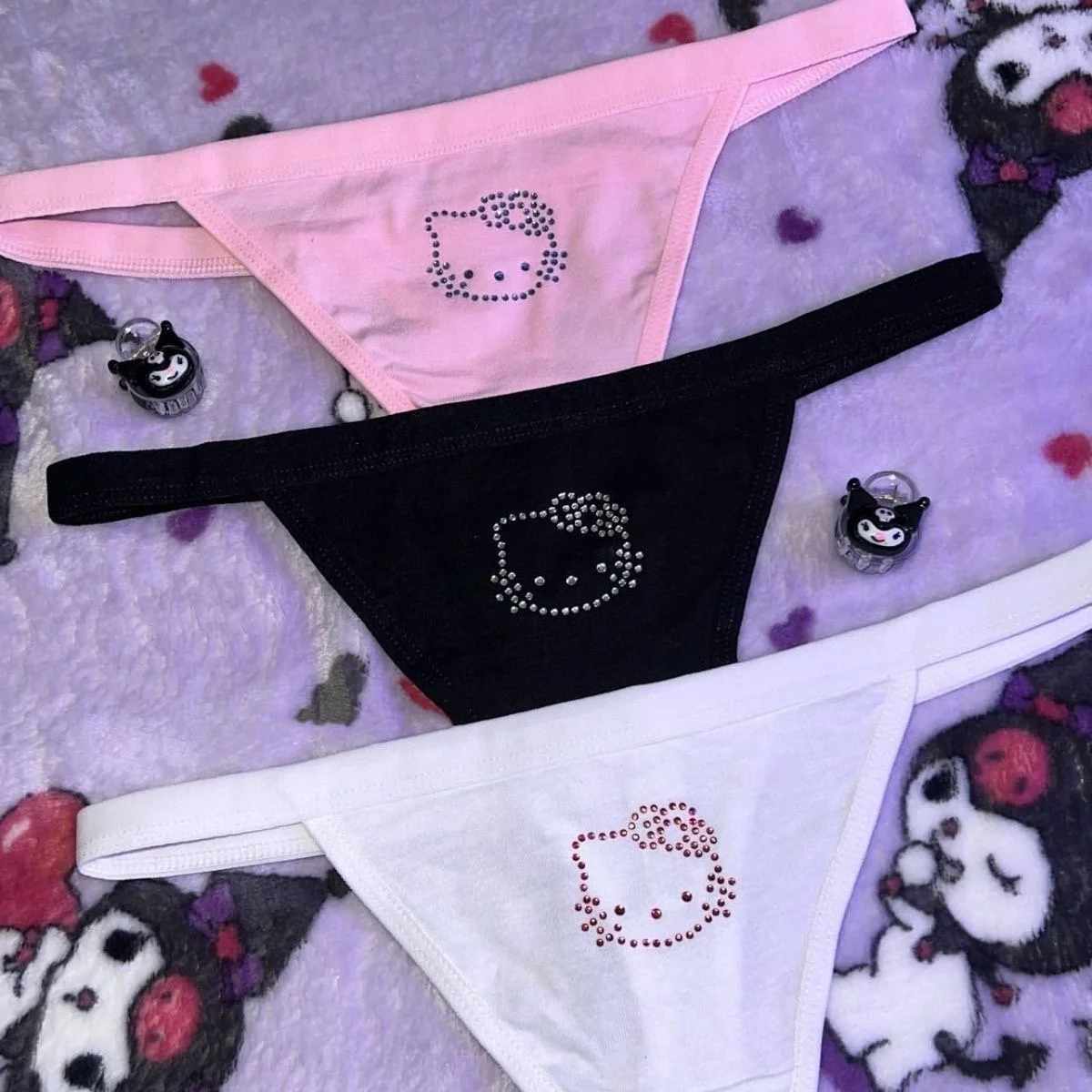 Hello Kitty Sanrio Women Panties Sexy T-shaped Pants Low Waist Hot Thong Panties for Spicy Girls Kawaii Cartoon Underwear