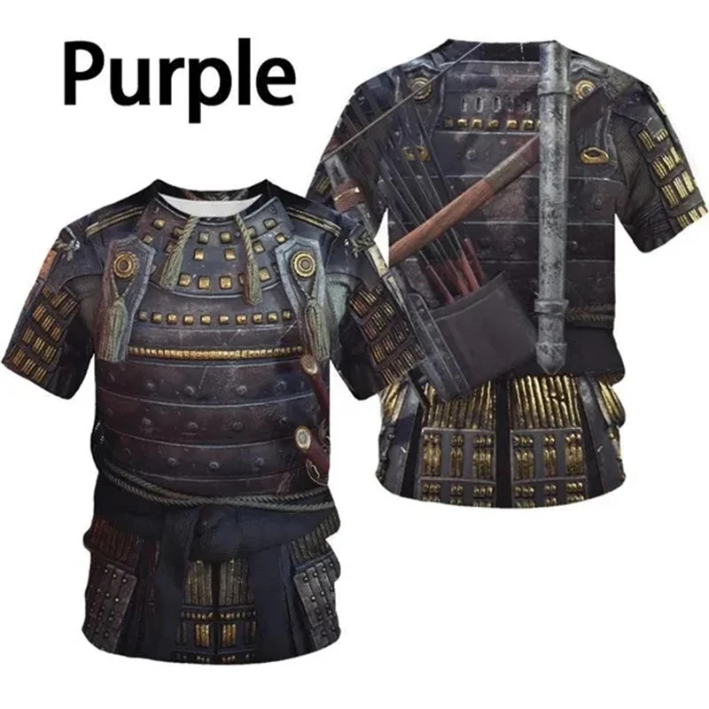 Cool 3D Printed Samurai Armor T Shirt Men\'s Medieval Armor Style Funny Streetwear Tops Male Apparel Vintage Quality Tees Tshirt