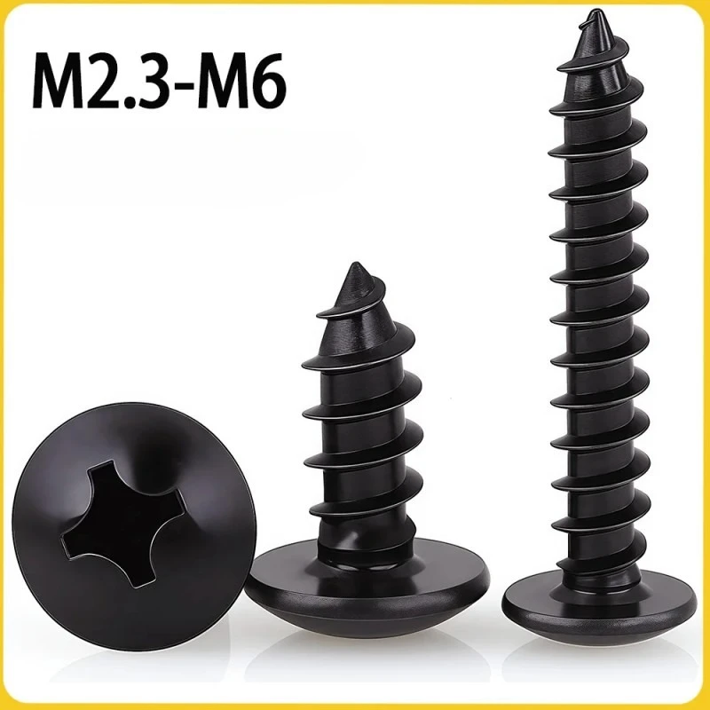 

20-200pcs Black Carbon Steel Phillip,s Truss Head Screw M2.3 M2.6 M3 M3.5 M4 M5 M6 Cross Recessed Flat Head Self-Tapping Screws