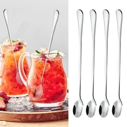 4PCS Stainless Steel Coffee Spoon Ice Cream Dessert Tea Stirring Spoon For Picnic Kitchen Accessories Bar Tools Long Handled