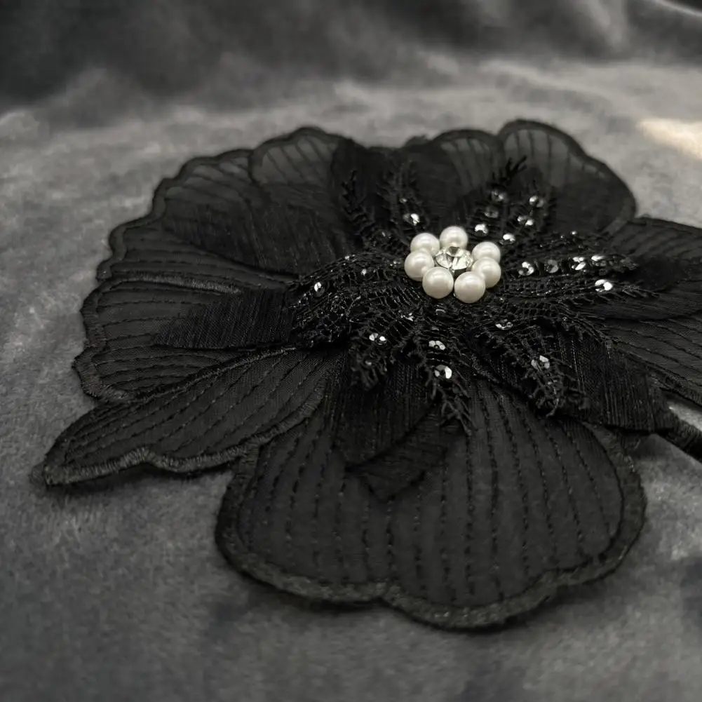 Black Lotus Lace Lotus Flower Embroidery Patch Lace Floral Iron-on Decoration Sew-on Lotus for Clothing Backpacks Jackets Hats