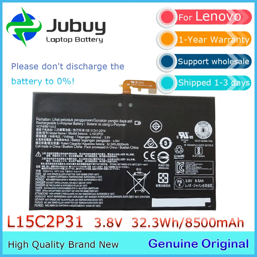 L15C2P31 3.8V 32.3Wh Original Laptop Battery for Lenovo Yoga Book YB1-X91F X91L X91X YB1-X90F YB1-X90L SB18C04740