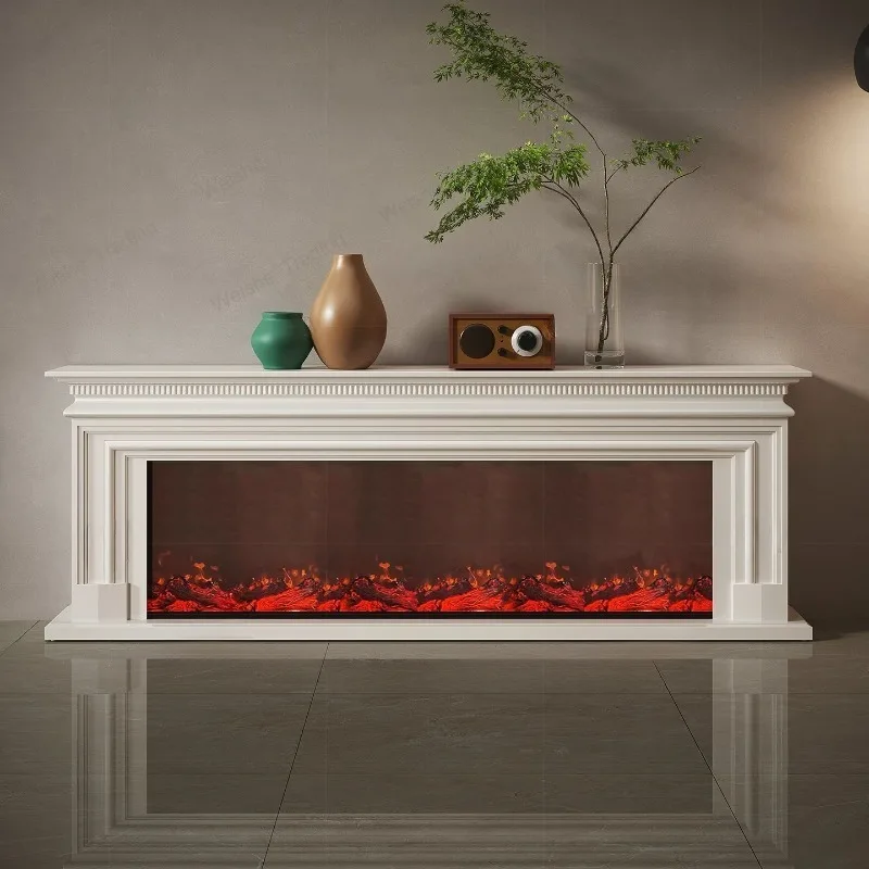 Solid wood fireplace TV cabinet integrated European fireplace simulation flame household indoor