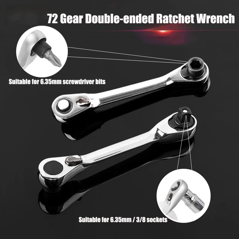 Socket ratchet wrench + screwdriver bit ratchet wrench 2-in-1, small size, suitable for narrow working environment hand tools