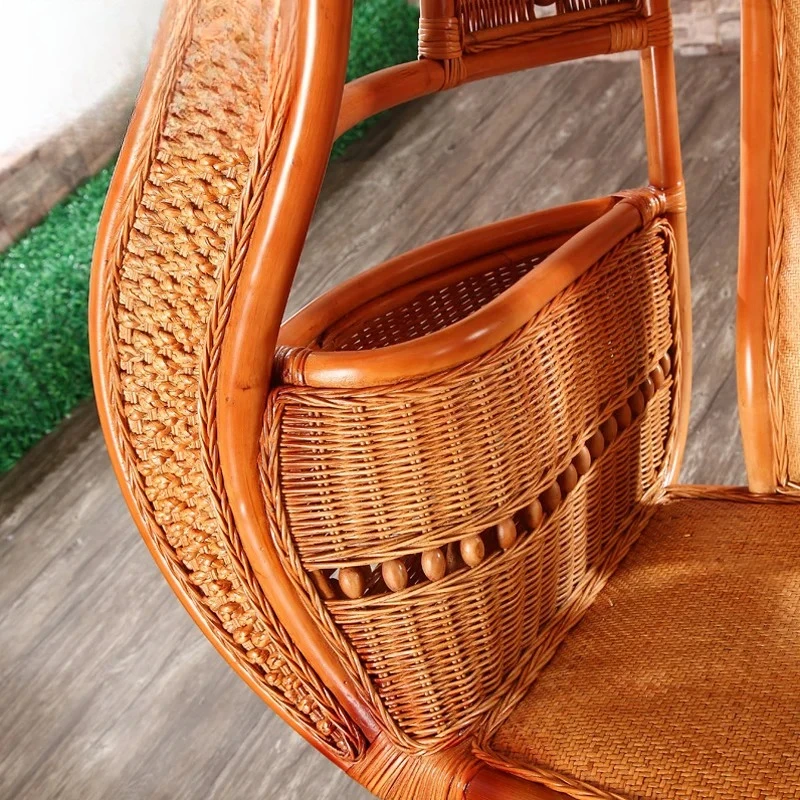 ◌◕ High Quality Classical Real Rattan Bamboo Cane Hanging Egg Chair Rock Chair With Stand