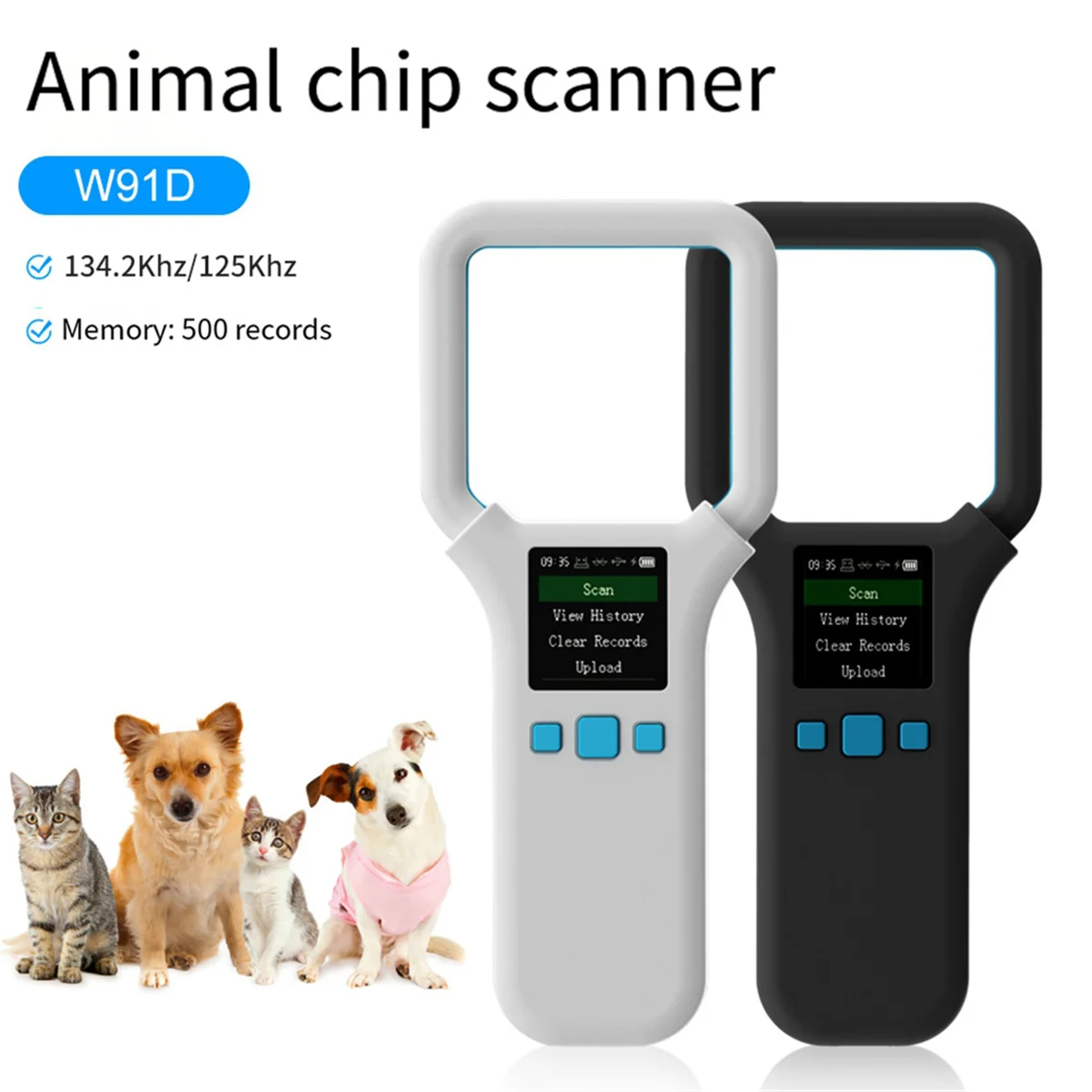 Animal RFID Reader 134.2Khz/125Khz USB Pet ID Scanner Animal Tag Reader Handheld Mini Scanner for Dog Cat Horse