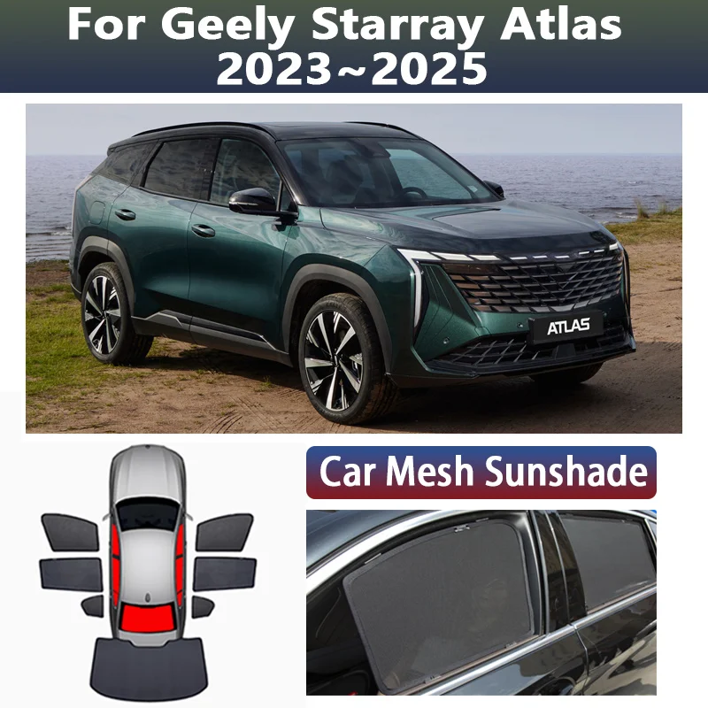 

Car Mesh Sunshade For Geely Starray Atlas FX11 2023 2024 2025 Boyue L Sun Visor Window Sunshades Privacy Curtains Accessories