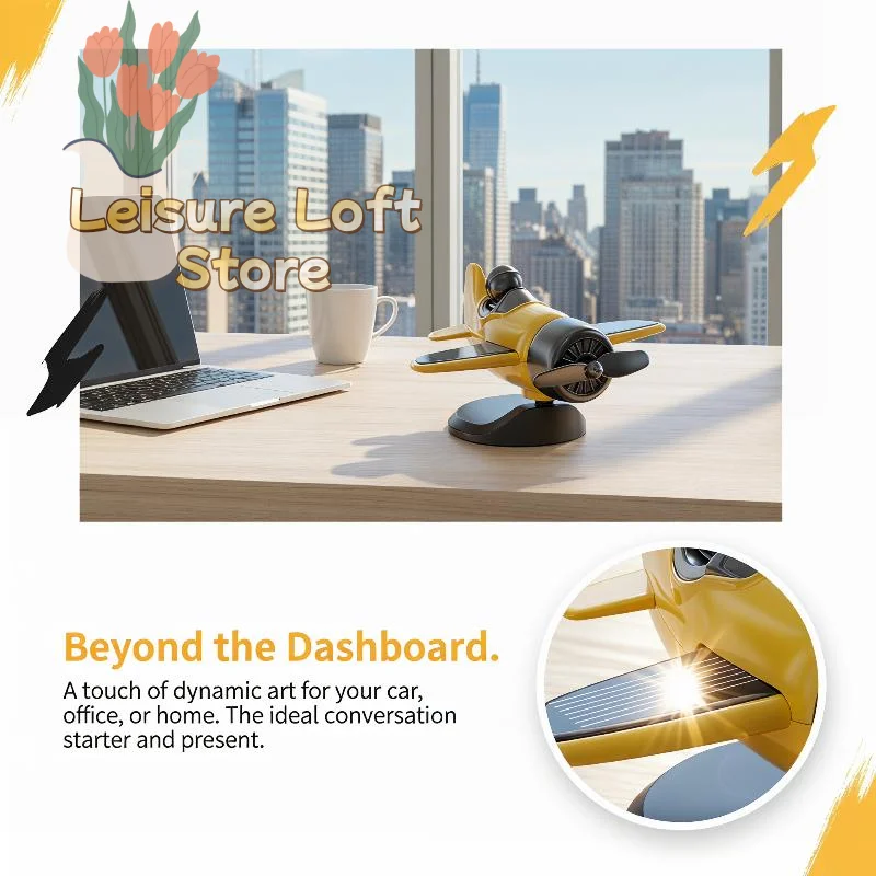 Car Solar Rotating Airplane Ornament Lightweight Auto Interior Dashboard Accessory for Travel Use