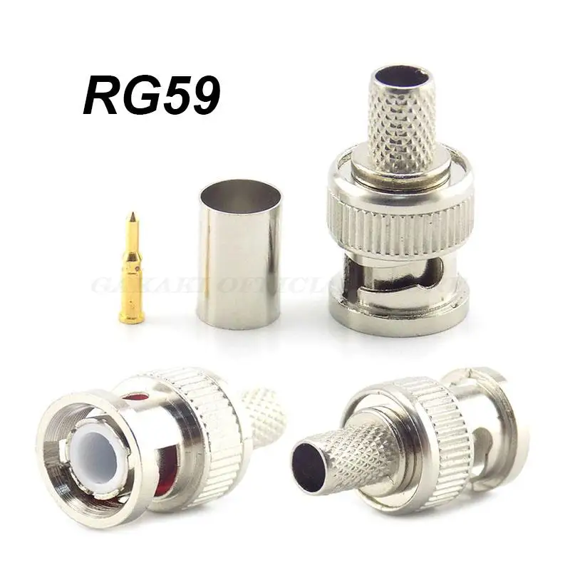 3 In 1 Bnc Rg59 Mannelijke Plug Crimp Connector Cctv Camera Koppeling Coax Converter Kabel Accessoires