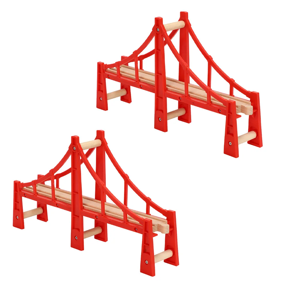 

2Pcs Wooden Train Track Accessories Bright Color Connectable Bridges for Kids Logical Thinking Play Christmas Gift Table