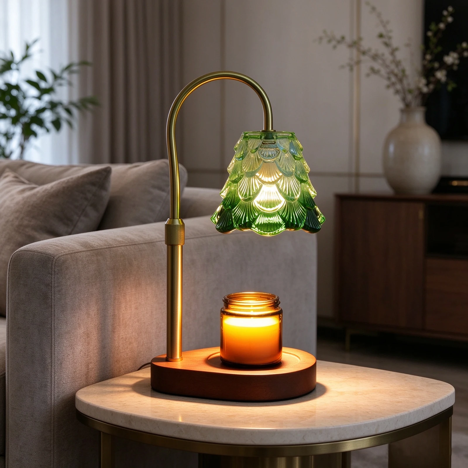 Electric Candle Warmer Lamp with Dimmer Wax Melting Light Creative Aromatherapy Table Wooden Base Bedside Decor Gifts 110V/230V