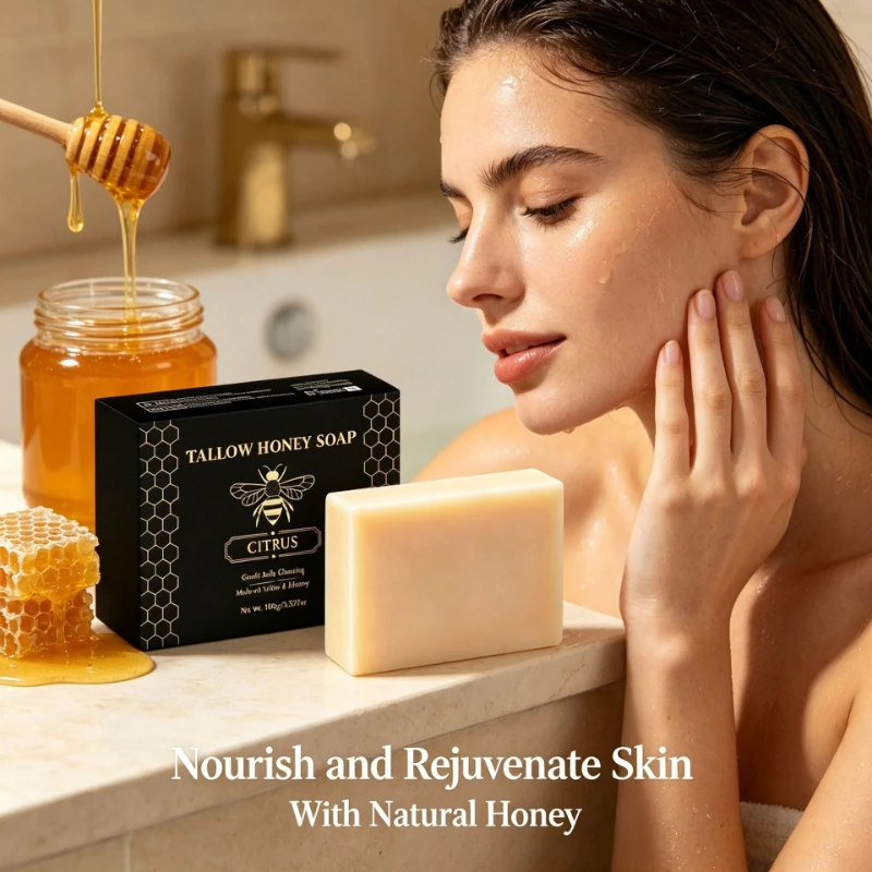 Natural Honey Tallow Hand Soap Multi Fragrance Cleaning Soap, Rich Foam Mild Cleaning Dry Rough Available Bath Soap Whole Body