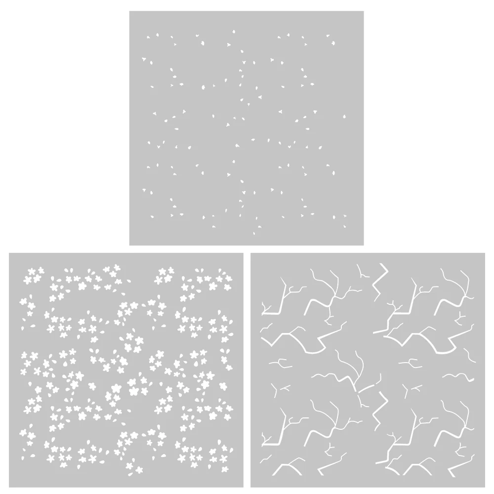 MangoCraft 3PCs Winter Plum Blossom Plastic Stencils For Decor DIY Scrapbooking Supplies Stencil For Cards Albums Background