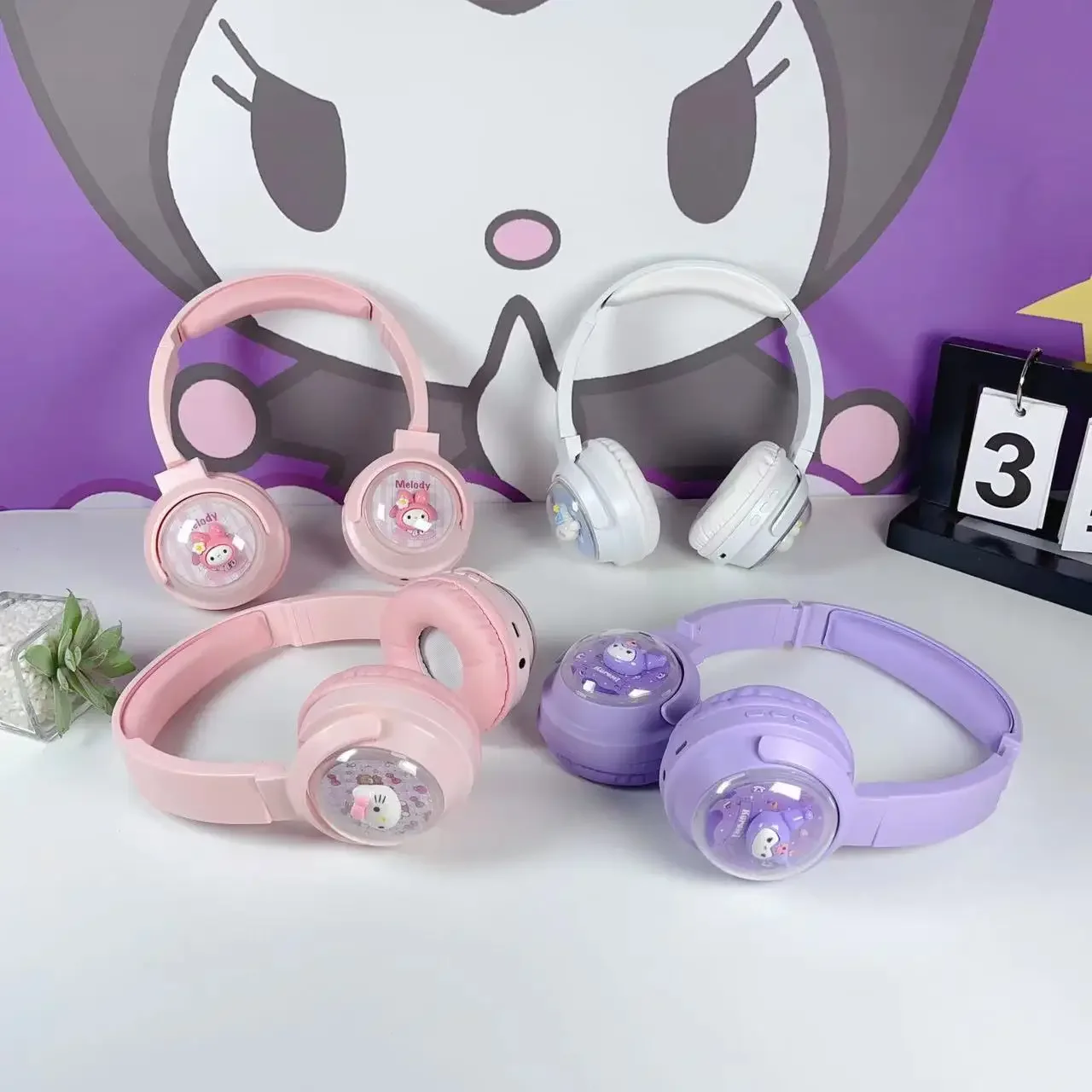 NEW Anime Cartoon Sanrio Kuromi Blueteeth Headphone Cinnamoroll My Melody Doll Good Assistant for Music Movies  for Grils