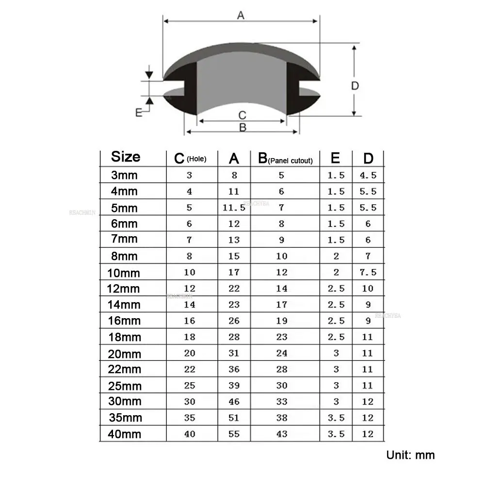 10PCS Black Rubber Blanking Cable Wiring Open Grommets 3mm 4mm 5mm 6mm 7mm 8mm to 70mm