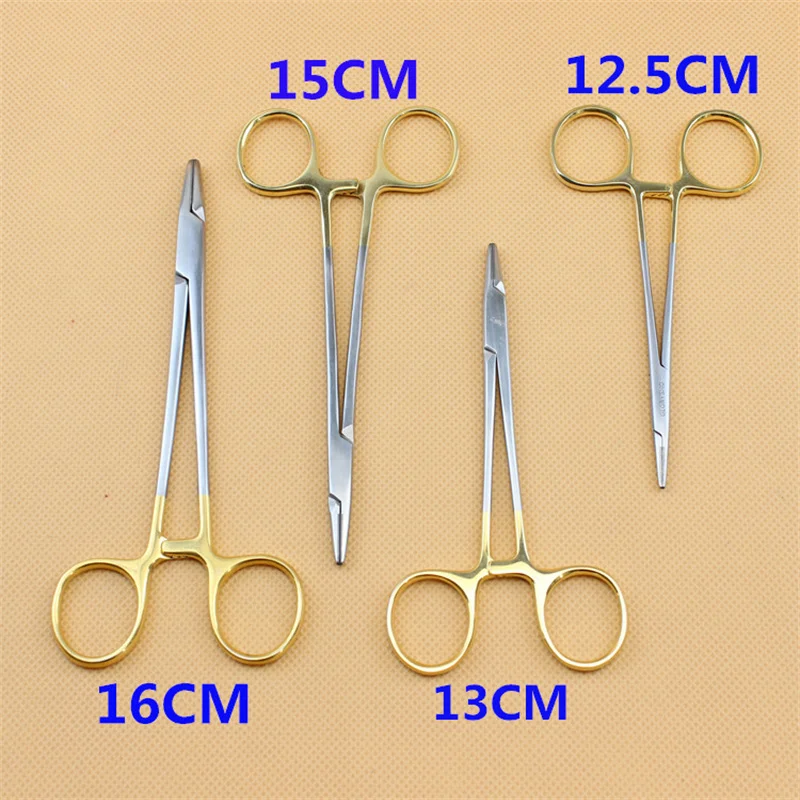 Dental Needle Holder Pliers TC Head German Reusable Stainless Steel Gold Plated Handle Orthodontic Forceps Surgical Instrument