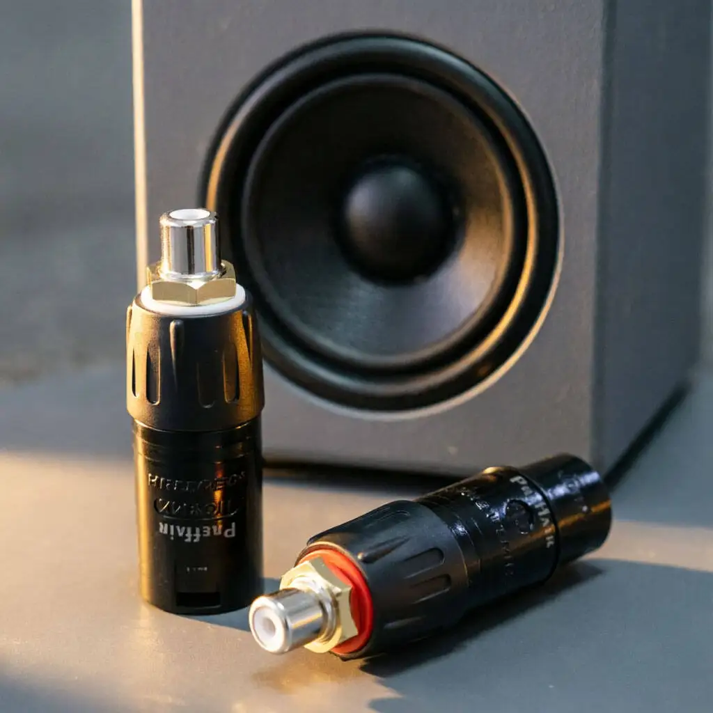 XLR to RCA Adapter Male/Female – OCC Silver Plated Rhodium RCA + Gold XLR, HiFi Audio Connector (Red/White)