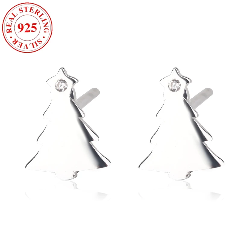 

S925 Sterling Silver Christmas Tree Women's Earrings Hypoallergenic Fashionable and delicate ladies jewellery gift for Christmas