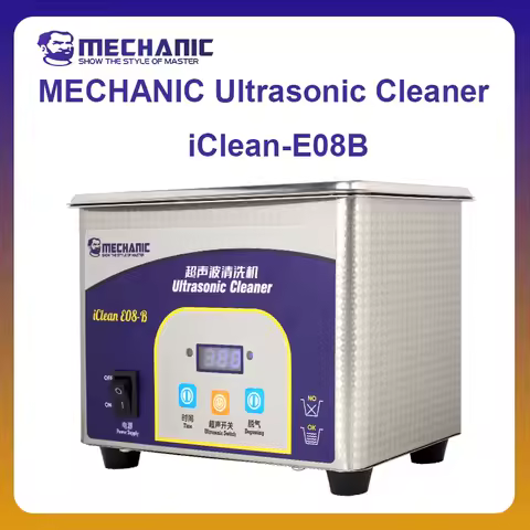 Limpador ultrassônico oficial MECHANIC iClean-E08B, limpa sem danificar, adequado para limpeza de ferramentas de reparo de celulares.