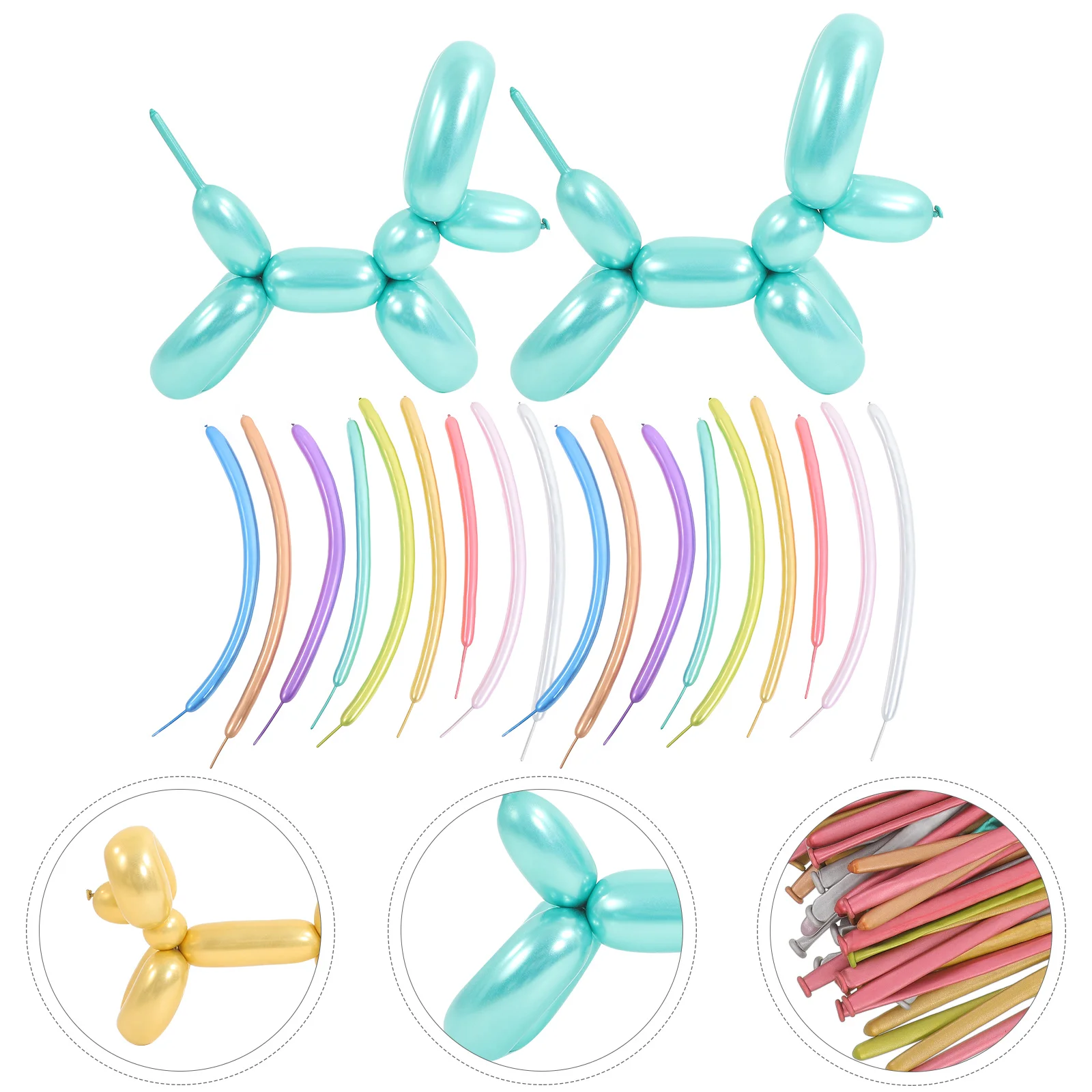 

100pcs Metal Balloons Long Strips Decorative Twisting Latex Party Festive Balloons For DIY Animal Flower Shaped Decorations