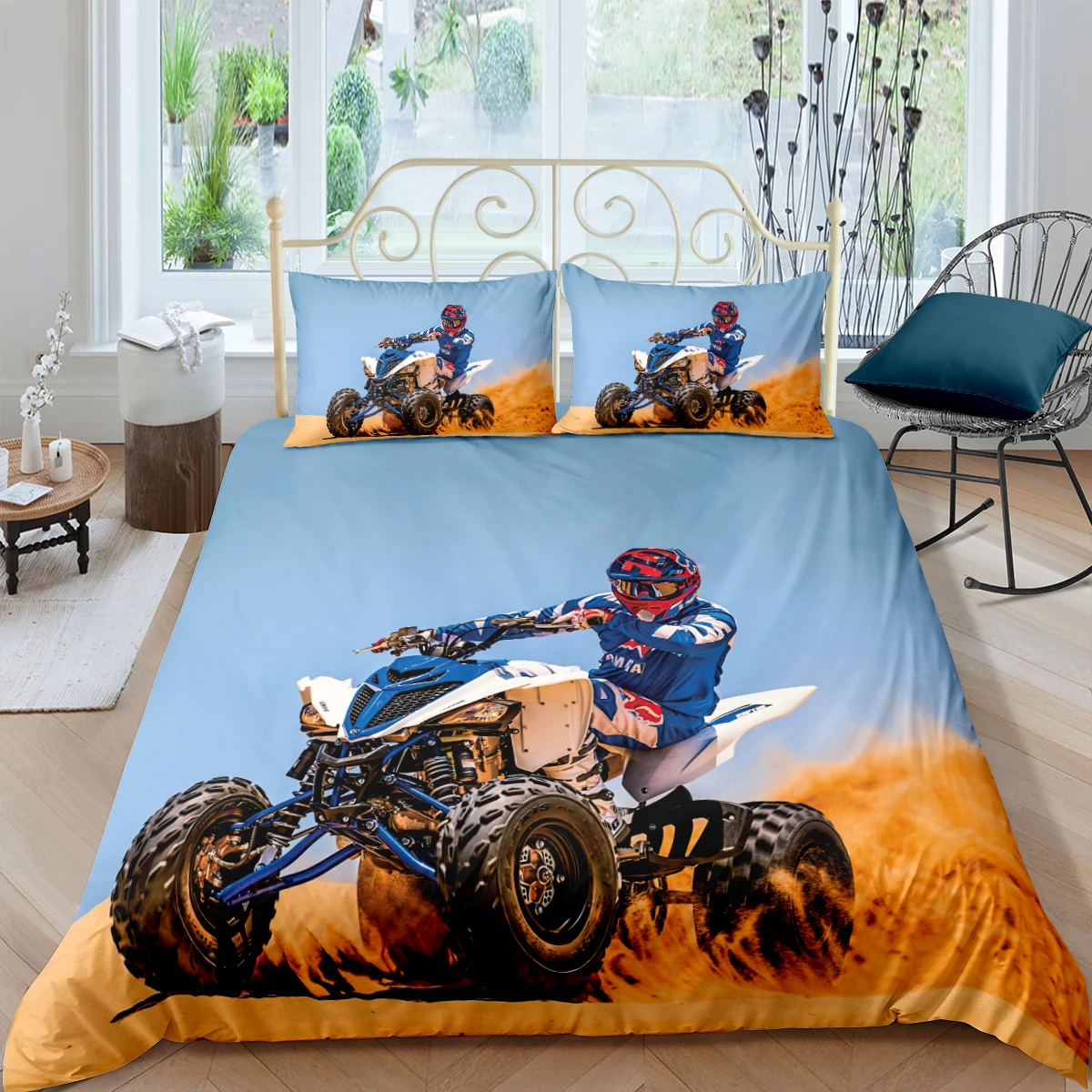 Beach Motorcycle Bedding Sets Queen Size Cartoon Duvet Cover and Pillowcase Set Quilt Cover King Full Twin Bed Set Home