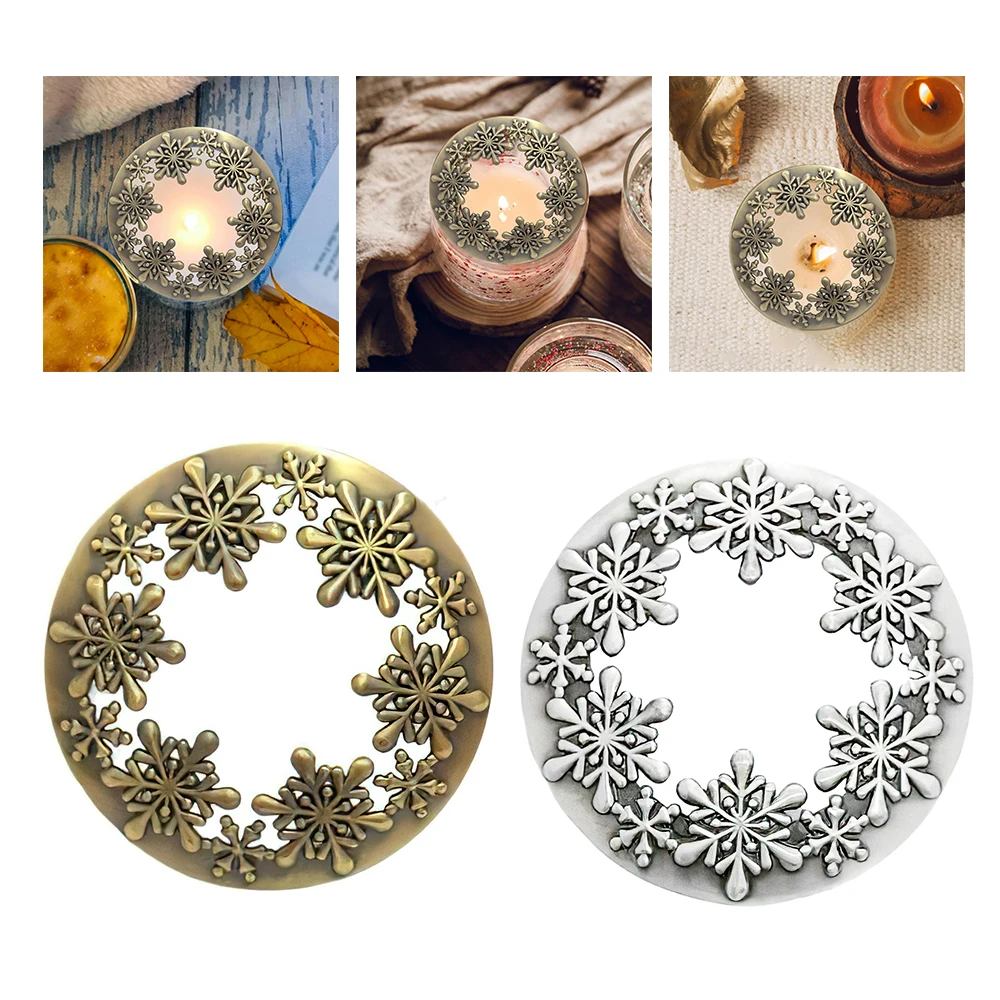 Tapa de tarro de vela estilo copo de nieve, velas quemadas uniformemente, sombras de velas, mangas, tapa superior, tarro, decoración del hogar, temática navideña