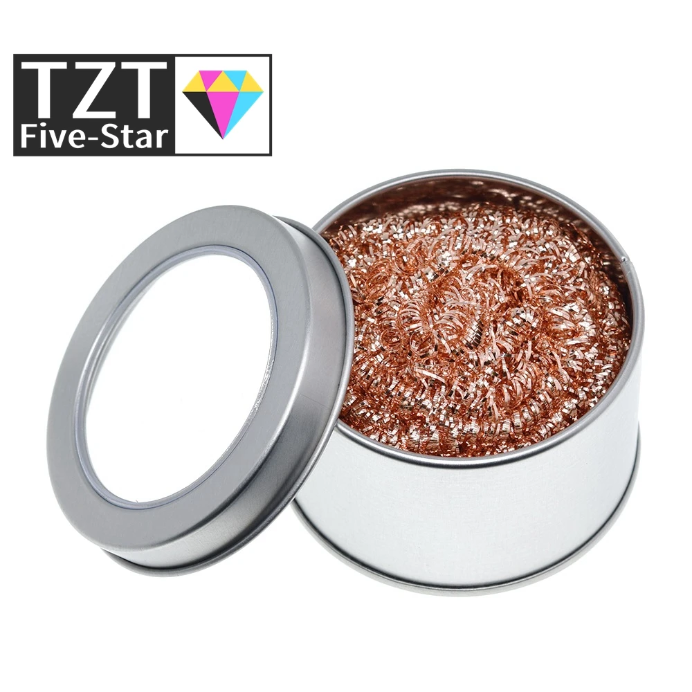 TZT Desoldering soldering iron mesh filter cleaning nozzle tip copper wire ball clean ball dross box Cleaning Ball