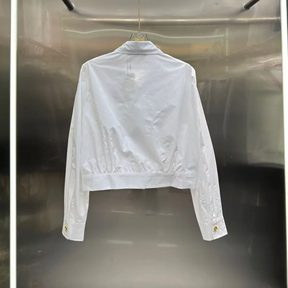 High Street Shirts Women's Spring New Sweet Simple Metal Decorations Long Sleeve Casual Streetwear Shirts Tops