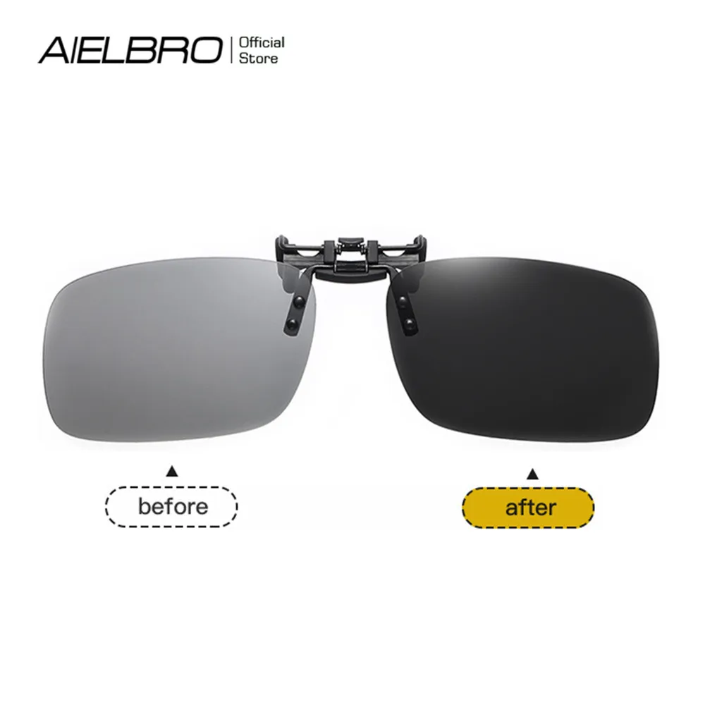 AIELBRO Men's Sunglasses Polarized Clip on Sunglasses with Free Box Photochromic Night Driving Fishing Cycling Clip on Glasses