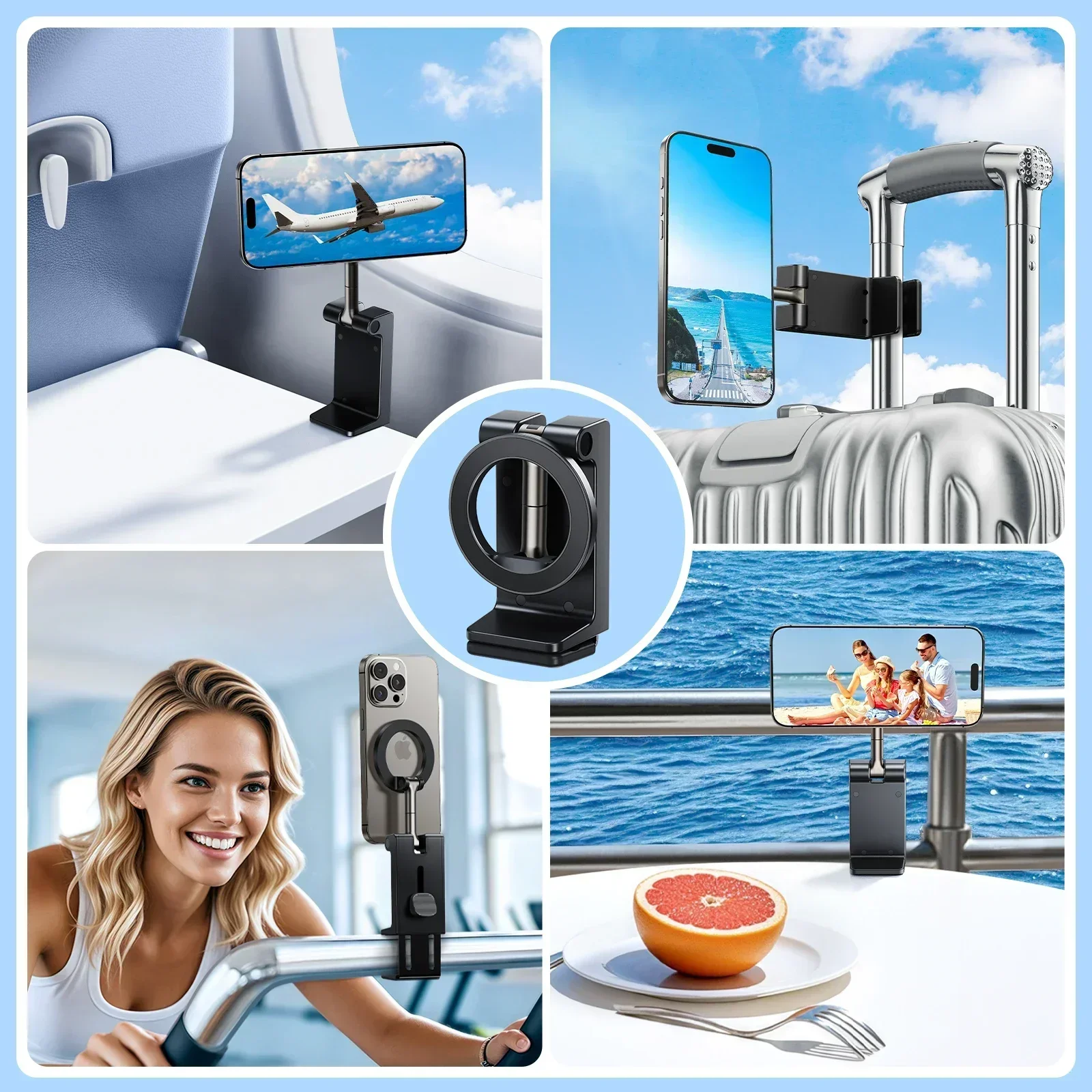 Eary Universal Travel Phone Holder Mount For Desk With 360° Rotation Long Flight Must Have Phone Stand  Accessory For Airplane