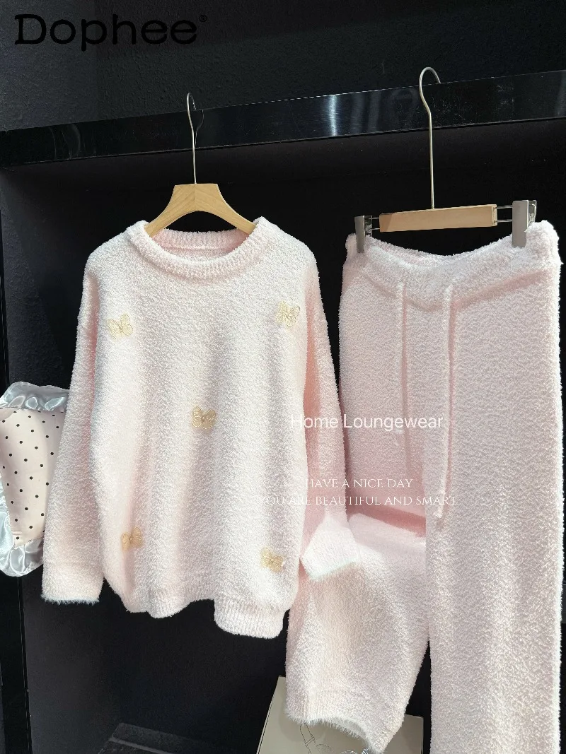 

Осень-зима 2024, новые милые милые пижамы для девочек, тонкие бархатные теплые мягкие повседневные стильные комплекты домашней одежды в японском стиле